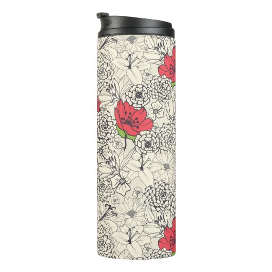 Poppy flower Garden Pattern Thermosbeker (Geroteerd rechts)