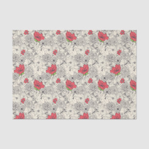 Poppy flower Garden Pattern Tissuepapier