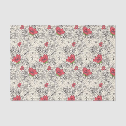 Poppy flower Garden Pattern Tissuepapier (Voorkant)