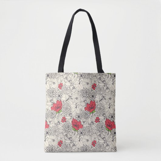 Poppy flower Garden Pattern Tote Bag (Voorkant)