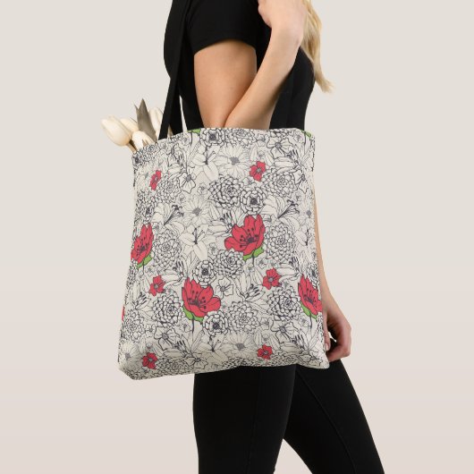 Poppy flower Garden Pattern Tote Bag (Dichtbij)