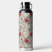 Poppy flower Garden Pattern Waterfles (Achterkant)