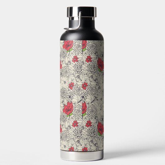 Poppy flower Garden Pattern Waterfles (Rechts)