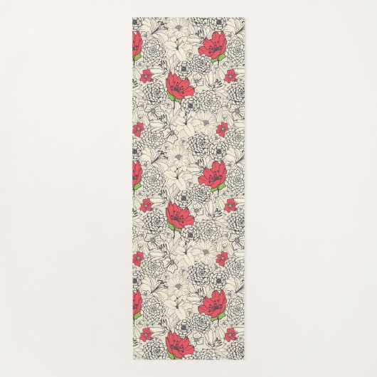 Poppy flower Garden Pattern Yogamat (Voorkant)