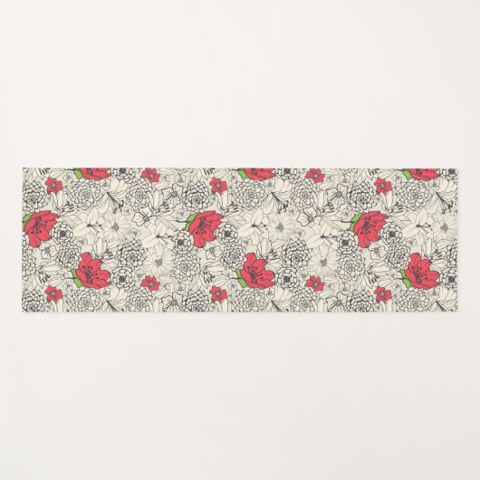 Poppy flower Garden Pattern Yogamat (Voorkant (horizontaal))
