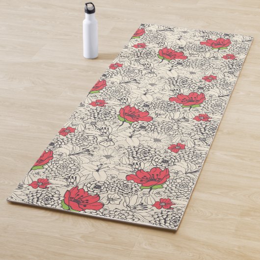 Poppy flower Garden Pattern Yogamat (In situ)