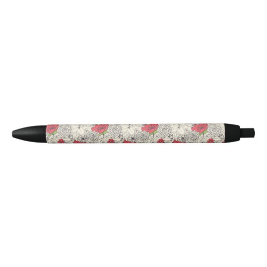 Poppy flower Garden Pattern Zwarte Inkt Pen (Voorkant)