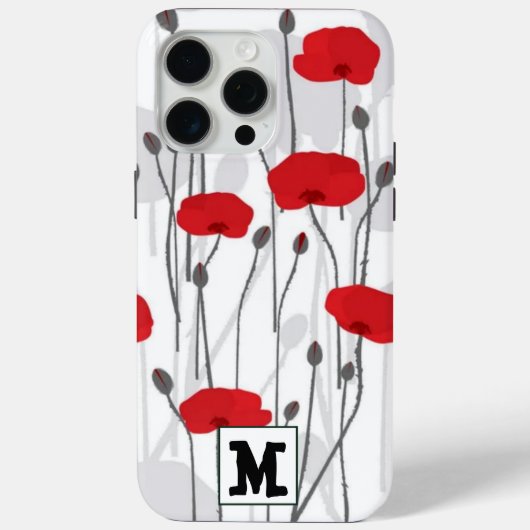 Poppy flower gift botanical pretty monogram Case-Mate iPhone case (Achterkant)