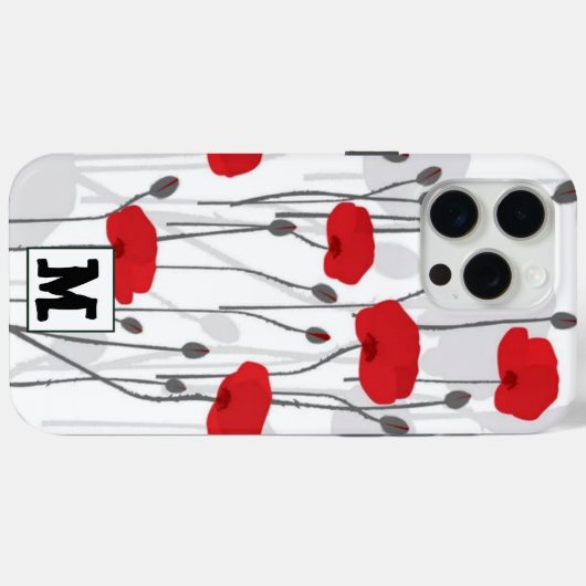 Poppy flower gift botanical pretty monogram Case-Mate iPhone case (Achterkant (horizontaal))