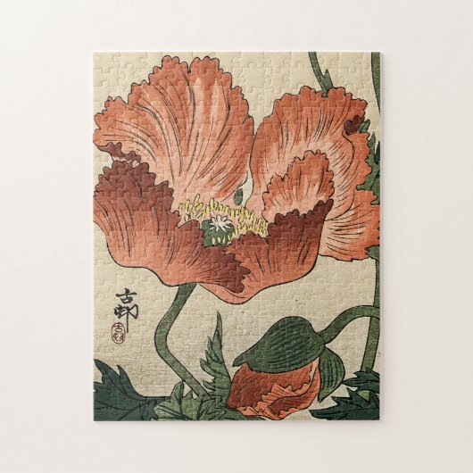 Poppy Flower Japans schilderij Legpuzzel (Verticaal)
