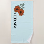 Poppy flower lichtblauw strandlaken (Voorkant)