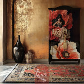 Poppy Flower Macro Close-up Red Coral & Black Tissuepapier