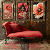 Poppy Flower Macro Close-up Red Coral & Black Tissuepapier