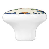 Poppy Flower Mediterranean Blue Orange Cream Keramische Knop (Zijkant)