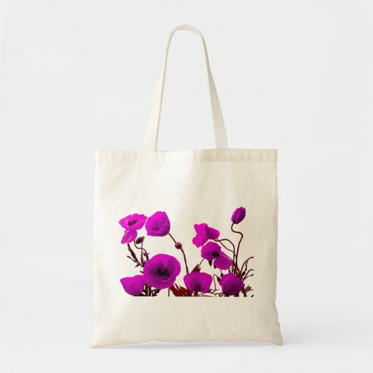 Poppy Flower Paars Floral Wedding Bridesmaid Gift Tote Bag (Voorkant)