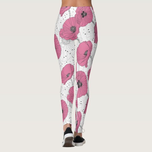 Poppy Flower Pattern leggings (Achterkant)