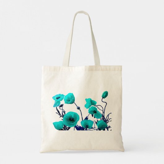 Poppy Flower Turquoise Floral Wedding Bridesmaid Tote Bag (Achterkant)