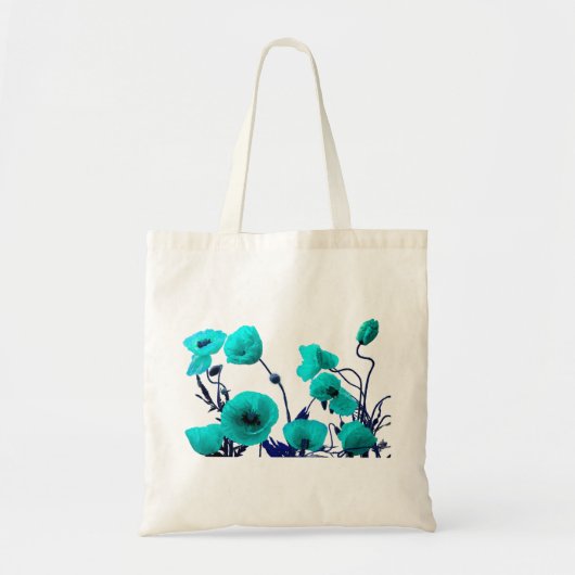 Poppy Flower Turquoise Floral Wedding Bridesmaid Tote Bag (Voorkant)