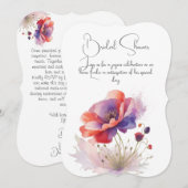 Poppy flower vrijgezellenfeest bloemenuitnodiging. kaart (Voorkant / Achterkant)