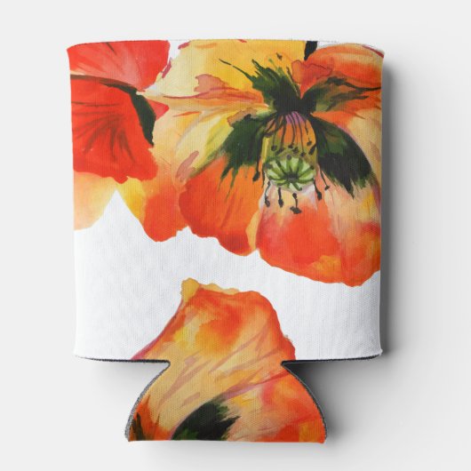 Poppy Flower Waterverf Bruiloft Blikjeskoeler (Achterkant)