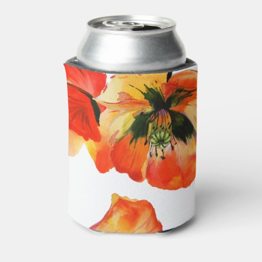 Poppy Flower Waterverf Bruiloft Blikjeskoeler (Blikje Achterkant)