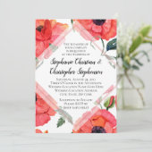 Poppy Flower Waterverf Red Floral Elegant Wedding Kaart (Staand voorkant)
