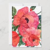 Poppy Flower Waterverf Red Floral Elegant Wedding Kaart (Achterkant)