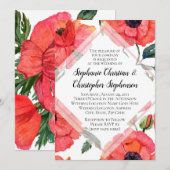 Poppy Flower Waterverf Red Floral Elegant Wedding Kaart (Voorkant / Achterkant)