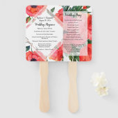 Poppy Flower Waterverf Red Rehearsal Dinner invull Handwaaier (Voorkant en achterkant)