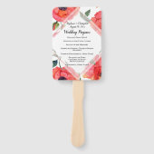 Poppy Flower Waterverf Red Rehearsal Dinner invull Handwaaier (Voorkant)