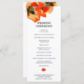 Poppy Flower Waterverf Schilderceremonie Bruiloft Menu (Voorkant / Achterkant)