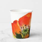 Poppy Flower Waterverf Schilderij Bruiloft Papieren Bekers (Achterkant)