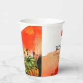 Poppy Flower Waterverf Schilderij Bruiloft Papieren Bekers (Rechts)