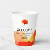 Poppy Flower Waterverf Schilderij Bruiloft Papieren Bekers (Voorkant)