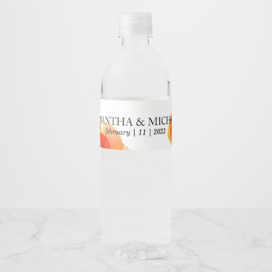 Poppy Flower Waterverf Verf Bruiloft Waterfles Etiket (Voorkant)