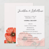 Poppy Flower Wedding Ceremony Program L2 Kaart (Voorkant / Achterkant)