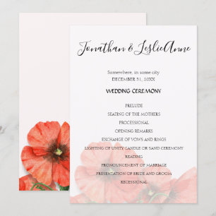 Poppy Flower Wedding Ceremony Program L2 Kaart