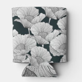 Poppy Flower, zwarte witte lijn. Blikjeskoeler (Achterkant)