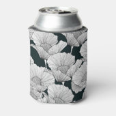 Poppy Flower, zwarte witte lijn. Blikjeskoeler (Blikje Achterkant)