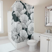 Poppy Flower, zwarte witte lijn. Douchegordijn (In situ)