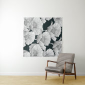Poppy Flower, zwarte witte lijn. Wandkleed (In Situ (horizontaal))