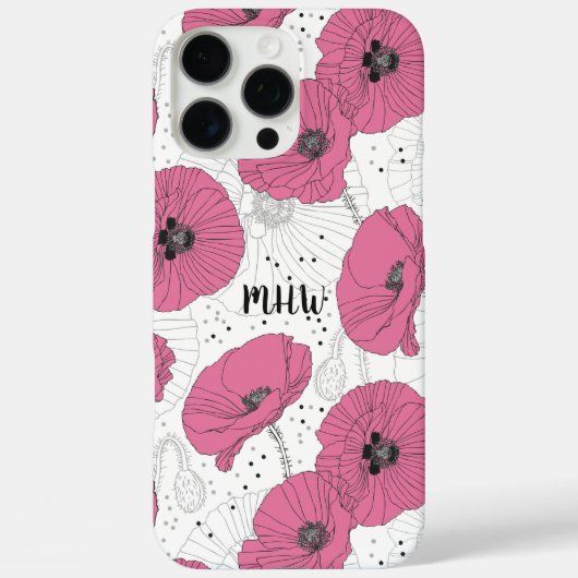 Poppy Flowers aangepaste monogram telefoongevallen Case-Mate iPhone Case (Achterkant)
