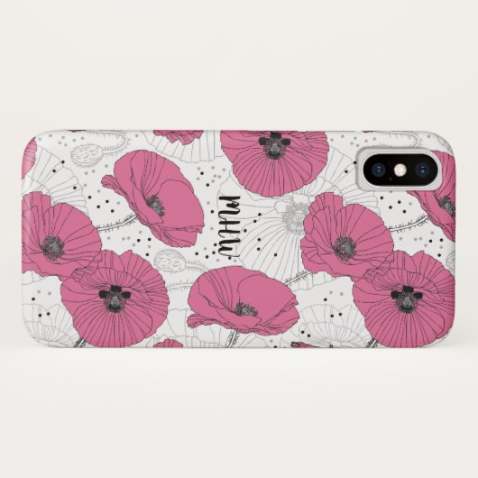 Poppy Flowers aangepaste monogram telefoongevallen Case-Mate iPhone Case (Achterkant (horizontaal))