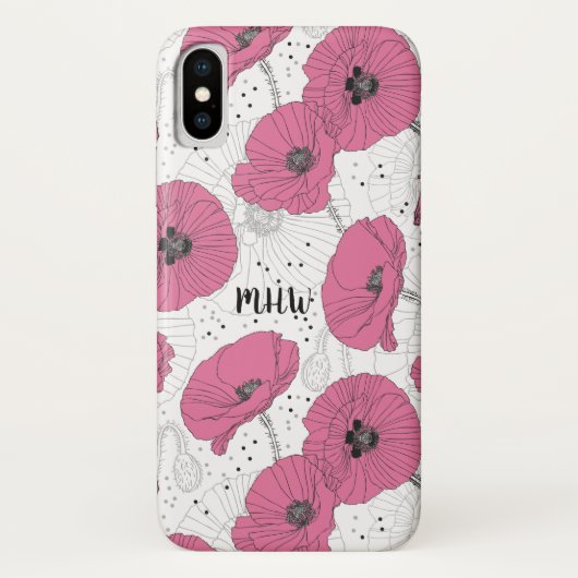 Poppy Flowers aangepaste monogram telefoongevallen Case-Mate iPhone Case (Achterkant)