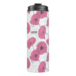 Poppy Flowers aangepaste monogram tumbler Thermosbeker