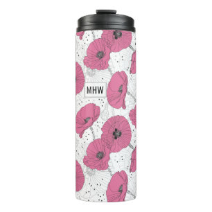 Poppy Flowers aangepaste monogram tumbler Thermosbeker