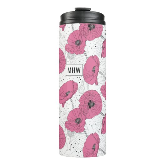 Poppy Flowers aangepaste monogram tumbler Thermosbeker (Voorkant)
