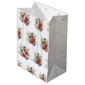 Poppy Flowers and Bees Digital Drawing, Botanical  Medium Cadeauzakje (Voorkant Gekanteld)