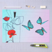 Poppy Flowers and Butterfly Decoupage  Tissuepapier (Craft)