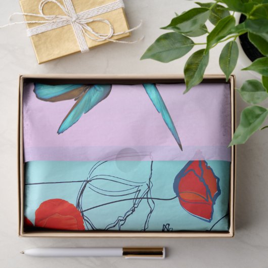 Poppy Flowers and Butterfly Decoupage  Tissuepapier (Geschenk)